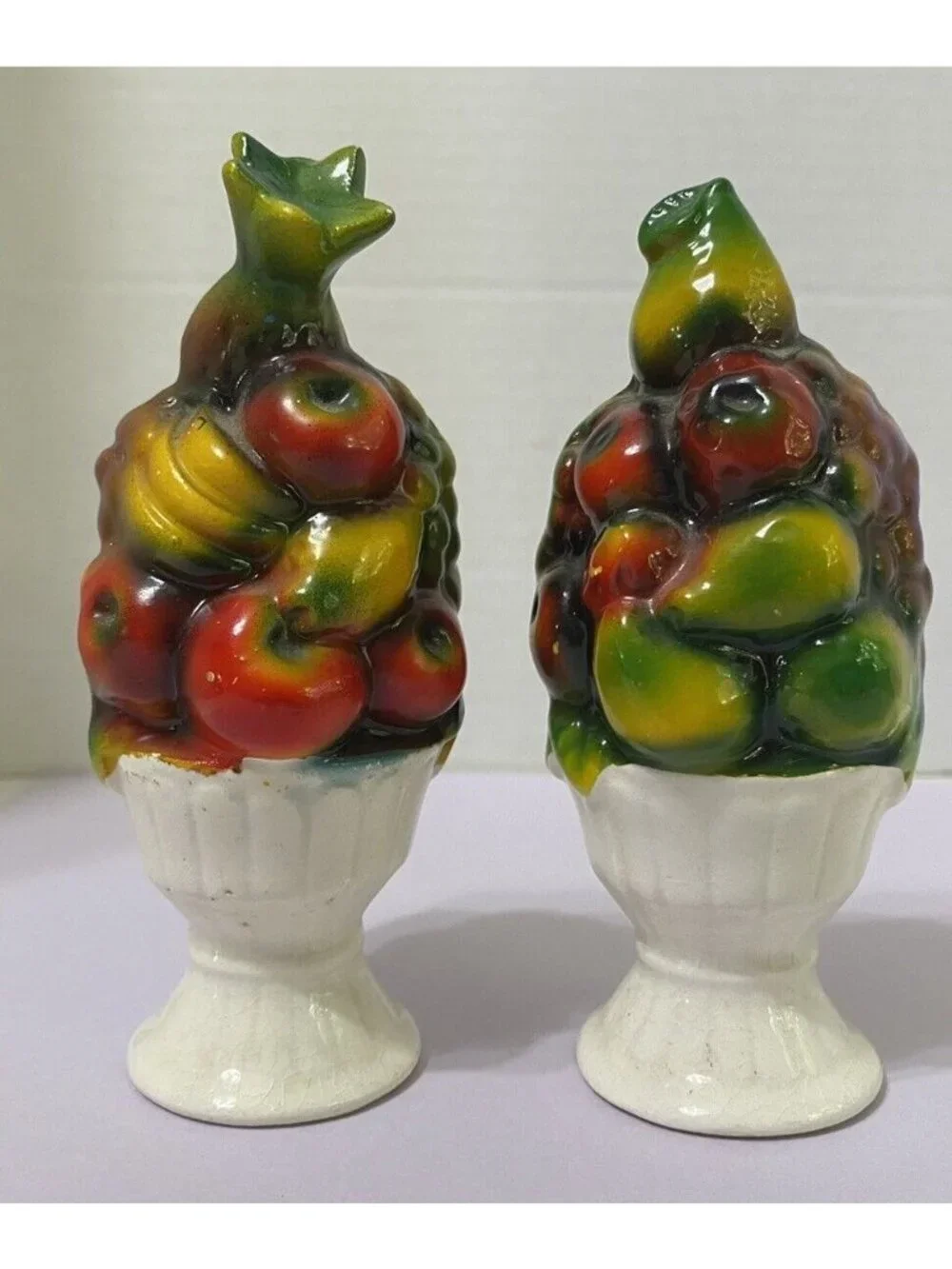 Vintage Japan Ceramic Fruit Basket Salt & Pepper Shakers l Hand-Painted Design